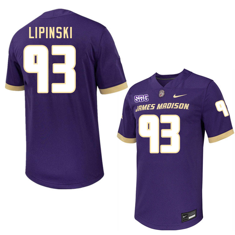 #93 Max Lipinski JMU Jersey,James Madison Dukes Football Jerseys Stitched-Purple